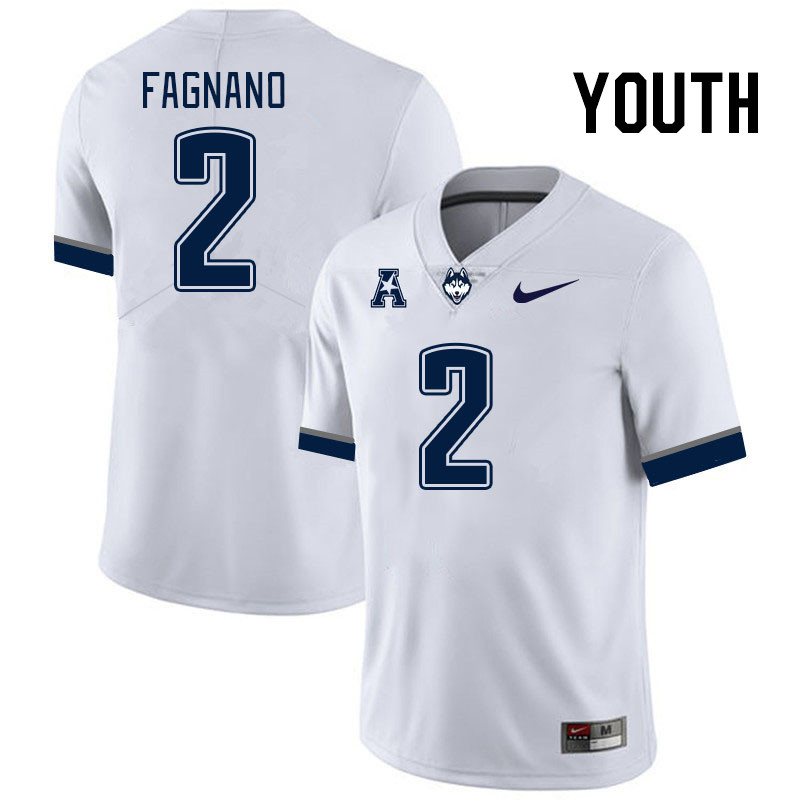 Youth #2 Joseph Fagnano Connecticut Huskies College Football Jerseys Stitched Sale-White